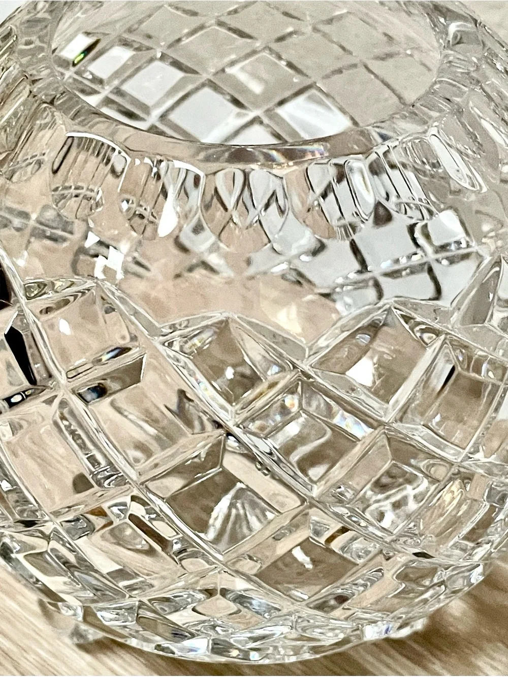 Vintage Diamond-Cut Footed Crystal Rose Bowl Vase